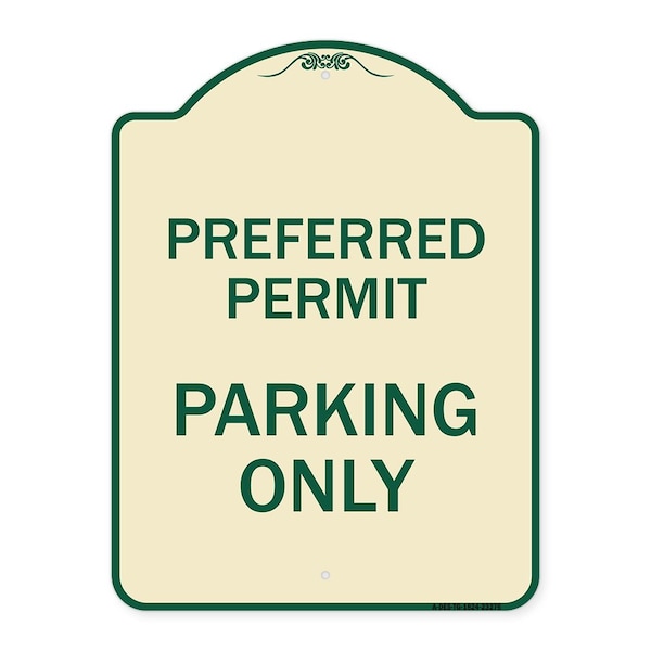 Preferred Permit Parking Only Heavy-Gauge Aluminum Architectural Sign, 24" x 18", TG-1824-23276